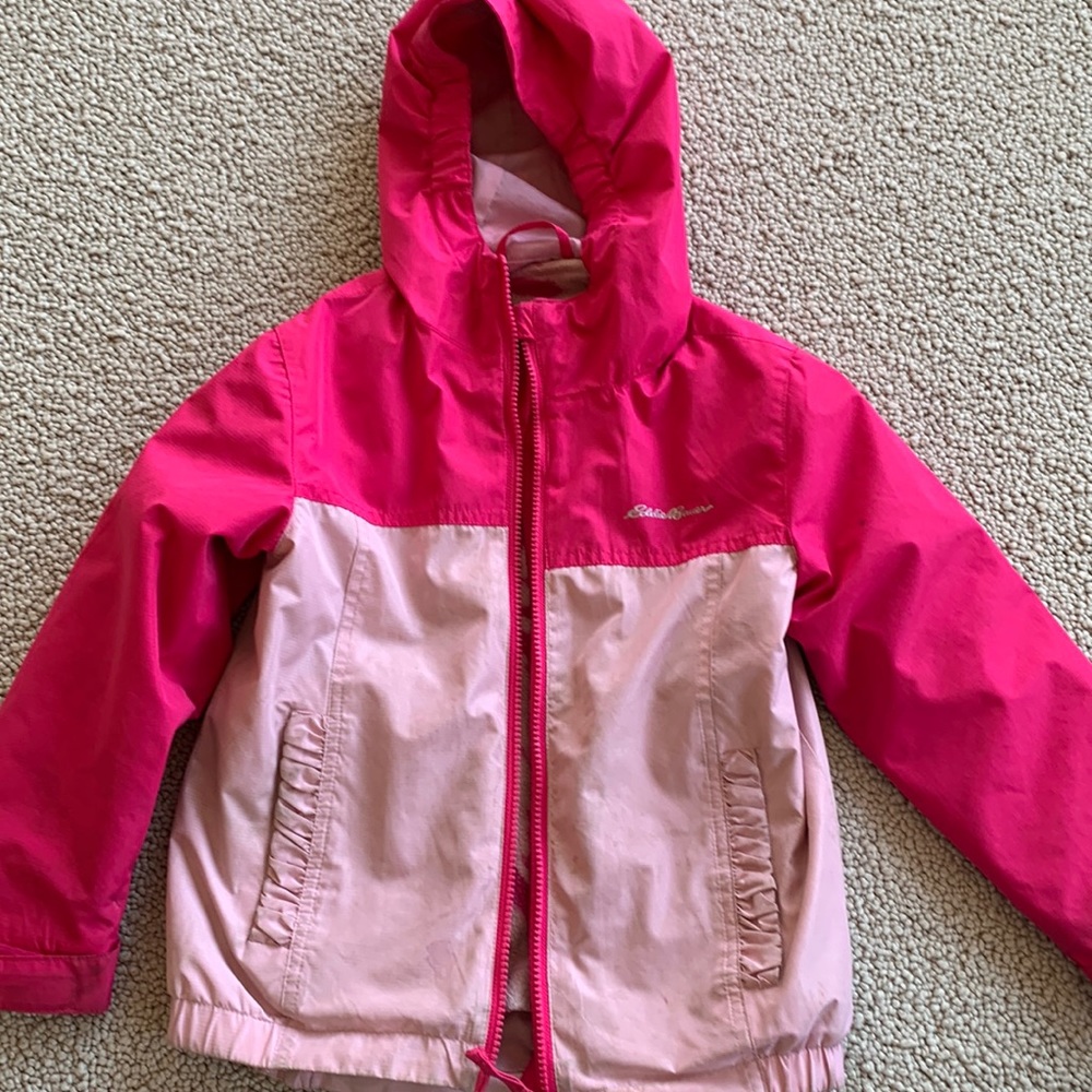 Eddie Bauer Girls Lone Peak 3 in 1 Fleece Lined Jacket XS 5/6. Zip out fleece.